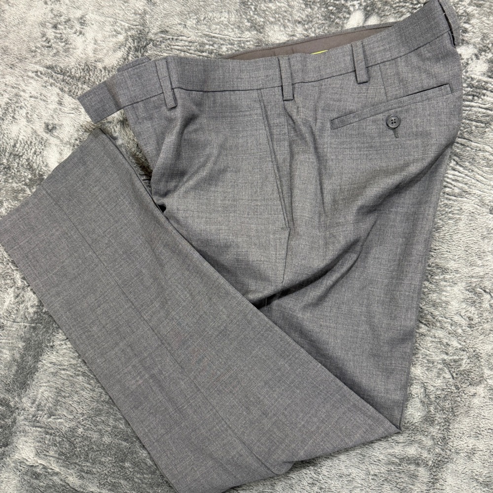 Louis Raphael Luxe Dress Pants Mens 38x30 Gray Slim Fit Wool Blend B555-1086 010
